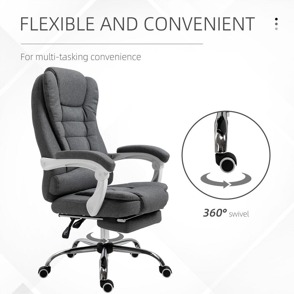 Dark Gray High-Back Fabric Executive Swivel Chair with Fixed Arms