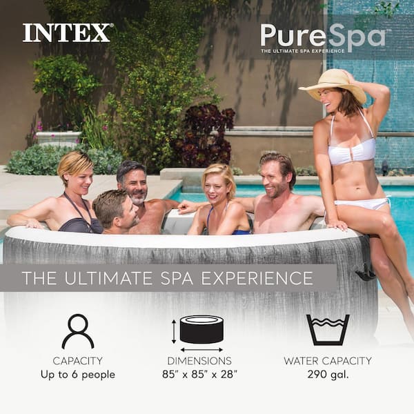 PureSpa Plus 6-Person Inflatable Bubble Jet Hot Tub and Replacement Filters (8 Pack)