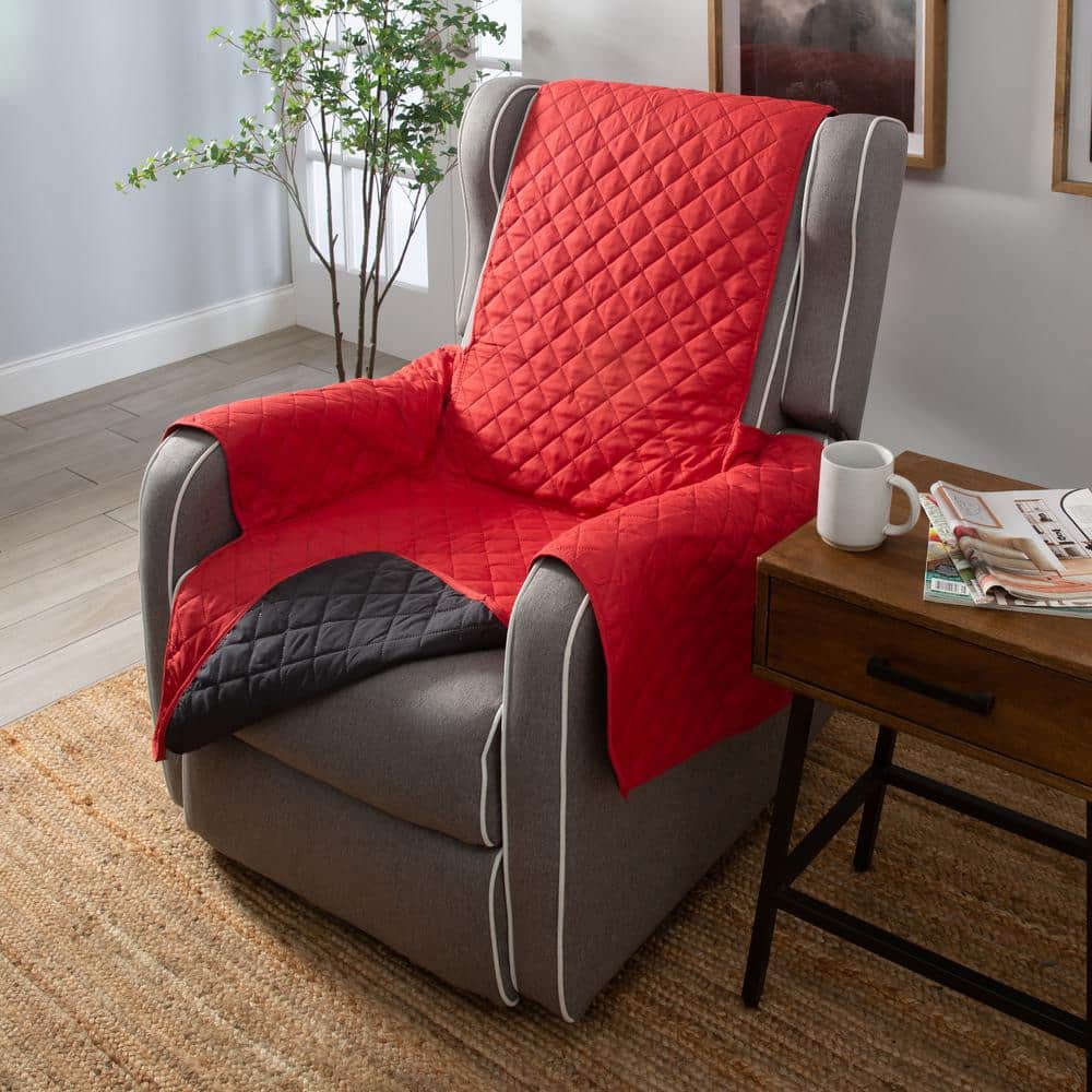 Ruby Red Quilted Puff Recliner Chair Protector