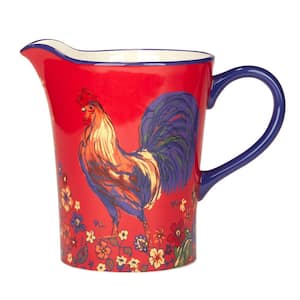 Morning Rooster 112 fl. oz. Multi-Colored Earthenware Pitcher