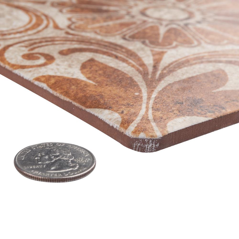 8x8 Matte Tawny and Ochre Ceramic Floor and Wall Tile
