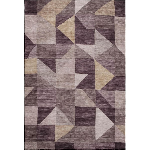 Mayfield Premium Machine Washable Abstract AMF2373 Plum 10 ft. x 14 ft. Area Rug