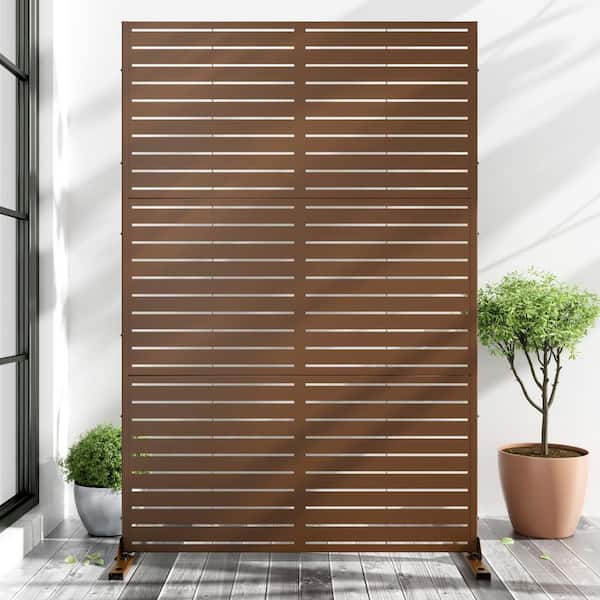 47 in. x 72 in. Brown Textured Metal Garden Screens Outdoor Privacy Screen