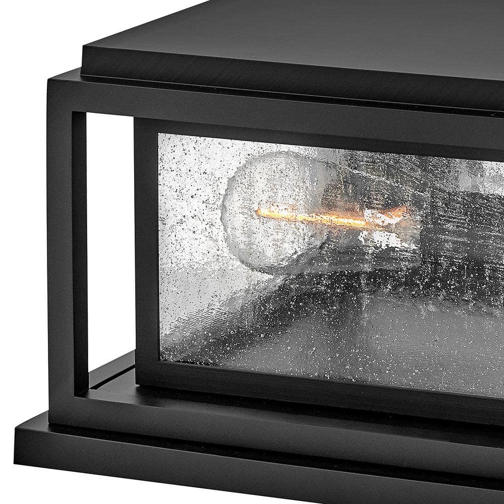 Black Outdoor Pier Mount Lantern with Clear Seedy Glass