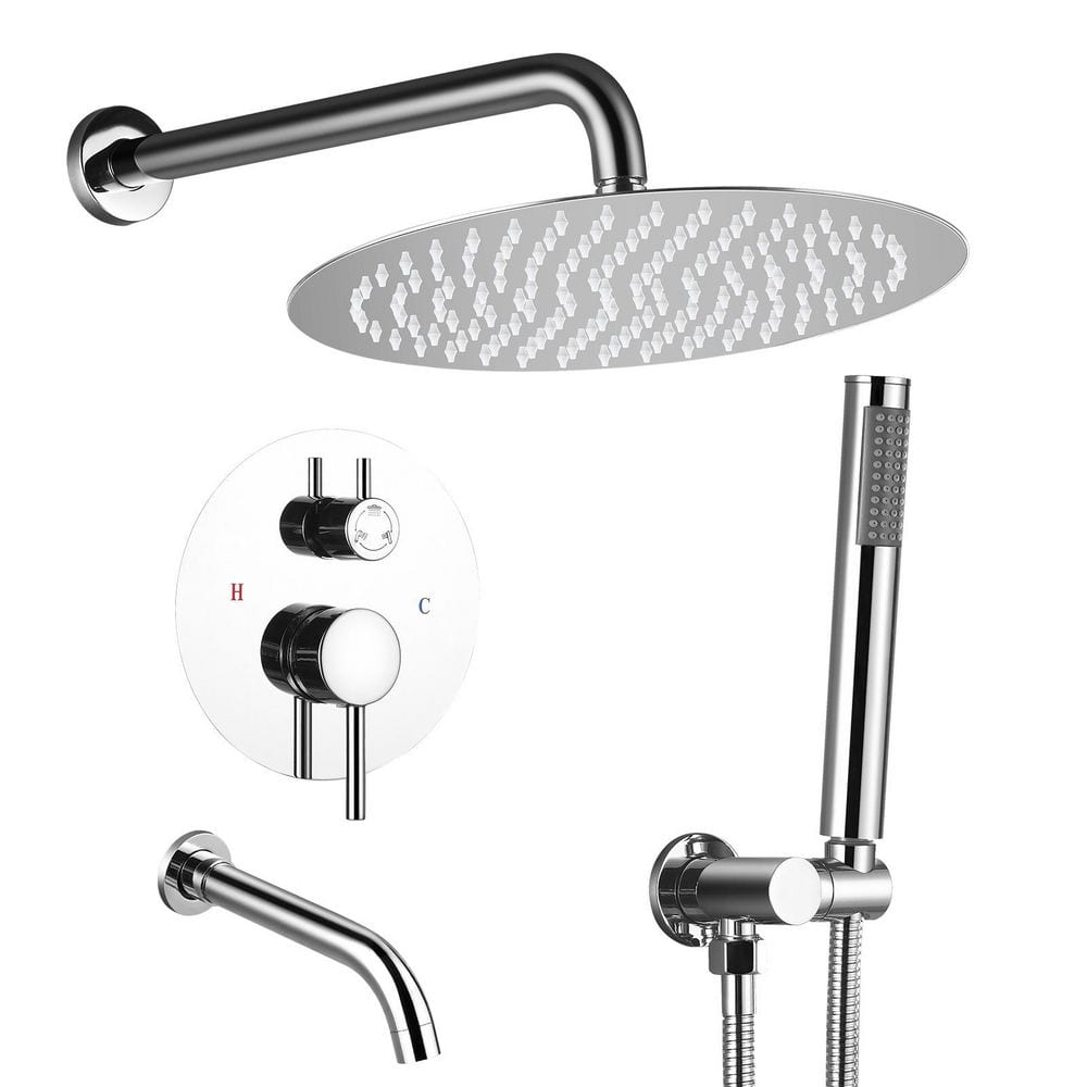 Single Handle 3-Spray 12 in. Shower Faucet 2.0 GPM with Pressure Balance, A