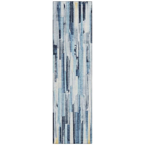 Chantille Machine Washable Indoor/Outdoor Abstract ACN2255 Denim 2 ft. 3 in. x 7 ft. 6 in. Runner Rug