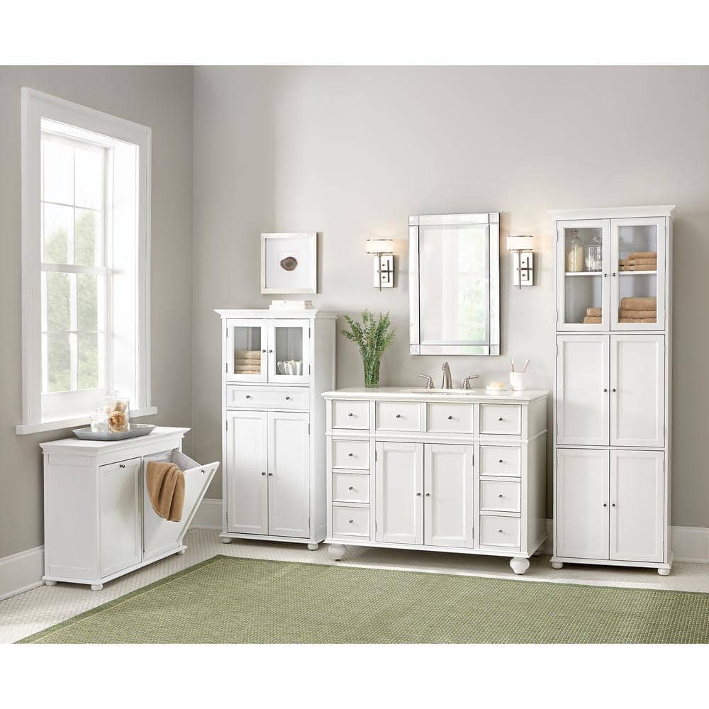 Hampton Harbor White Double Tilt-Out Hamper with MDF Frame
