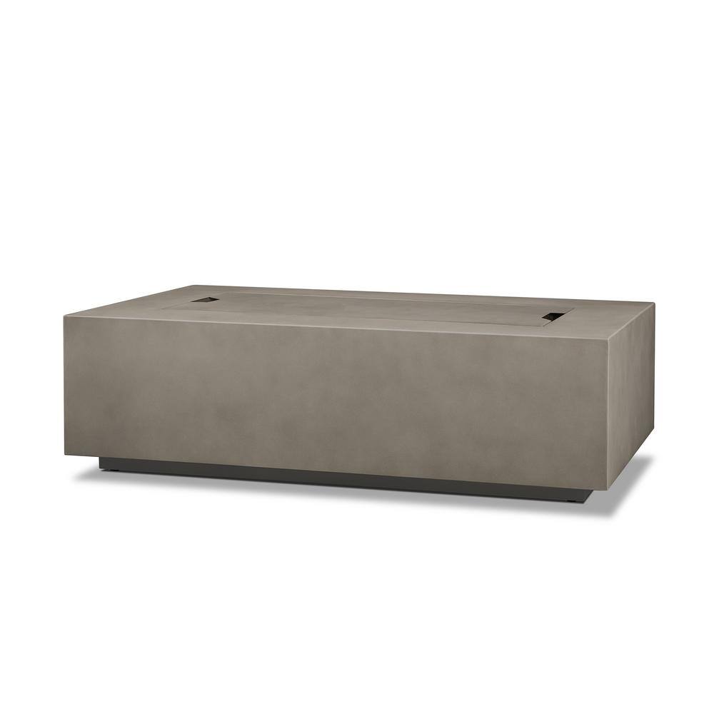 Mist Gray Rectangular Gas Fire Pit Table with Lava Rocks