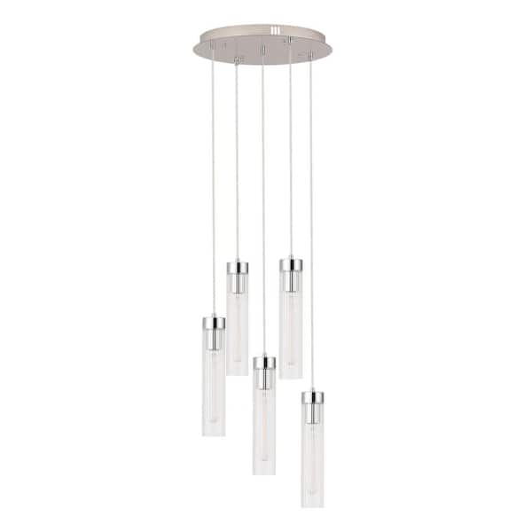 Unbranded Bella 5-Light Chrome Cluster Clear Glass Shaded Chandelier with No Bulbs Included