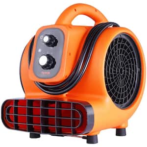 1/4 HP Orange 13 in. 1000 CFM Portable Floor Blower Air Mover Drying and Cooling Fan w/ 4 Blowing Angles & Time Function