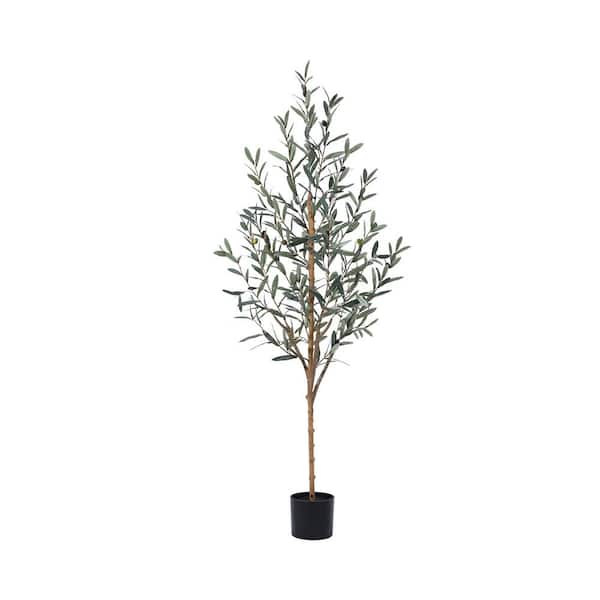 DR.Planzen 5 ft. Artificial Olive Plants with Realistic Leaves and Natural Trunk, Silk Fake Potted Tree Home Decor