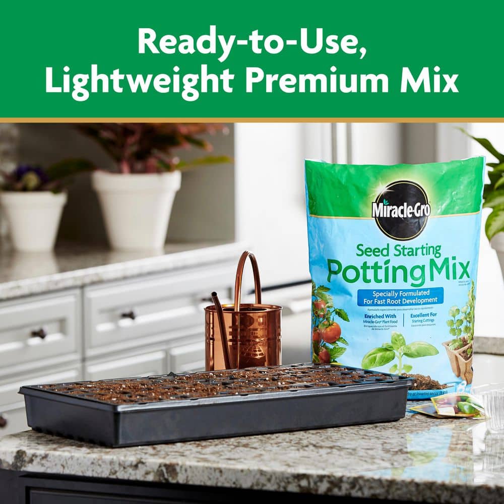 Miracle-Gro Seed Starting Potting Mix, 8 qt., For Use in Containers, Soil (2-Pack)