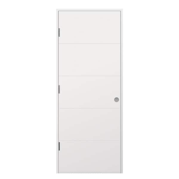 22 in. x 80 in. Right-Handed Solid Core White Primed Composite Single Prehung Interior Door with lines Bronze