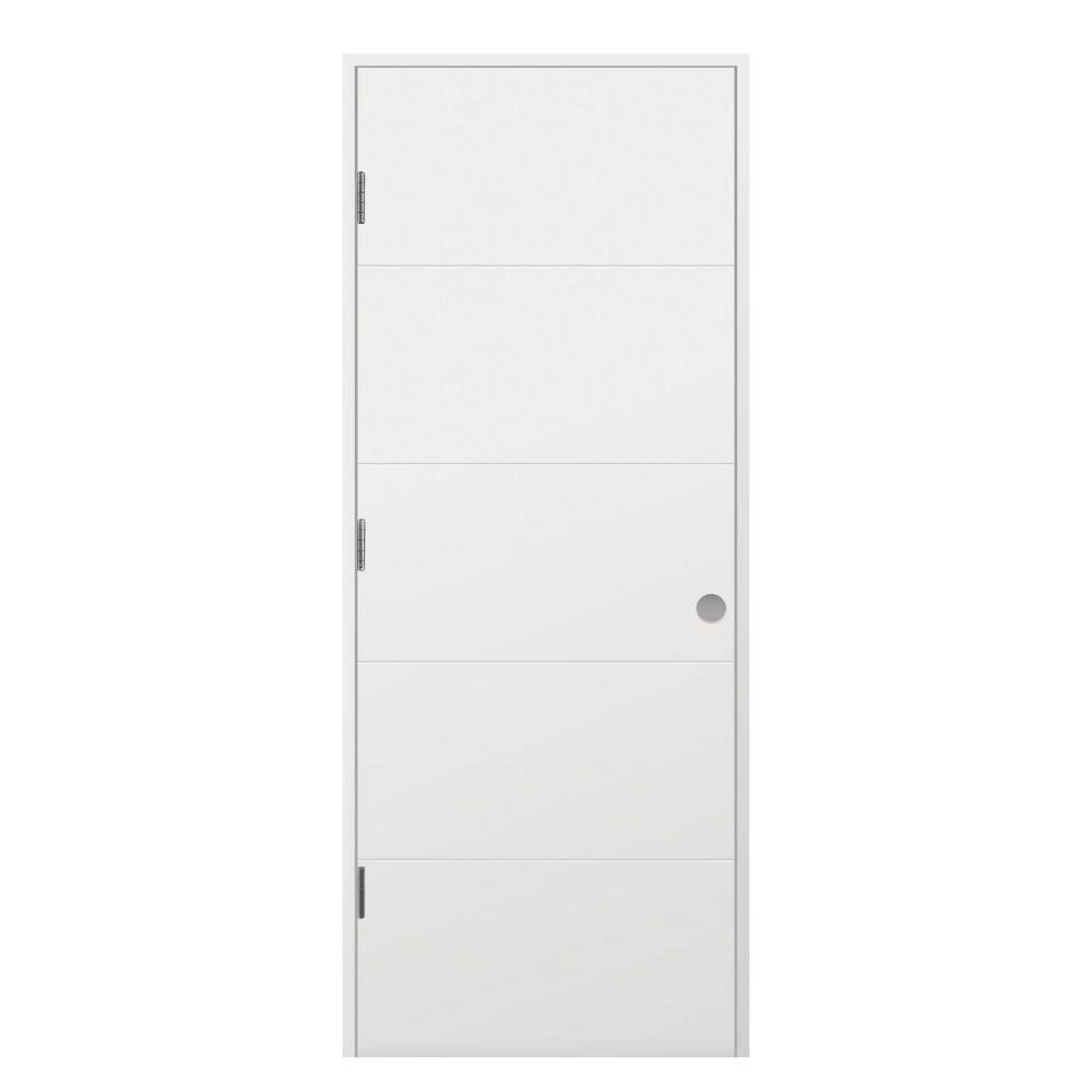 36 in. x 80 in. Right-Handed Solid Core White Primed Composite Single Prehung Interior Door with lines Matte Black price history on PriceWatchPro