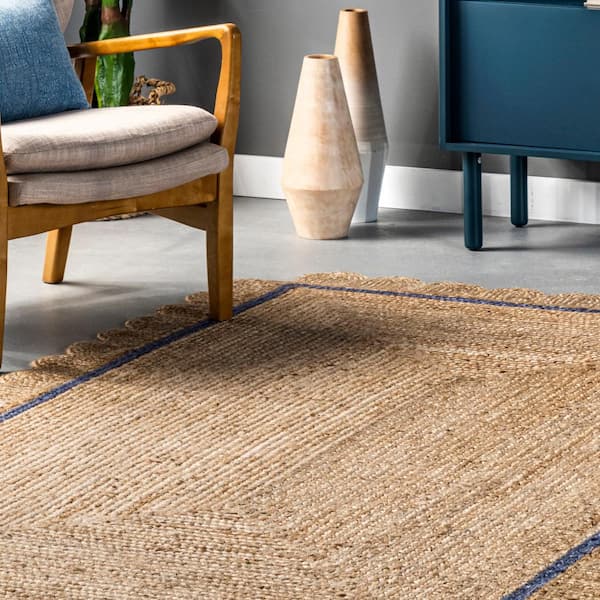 nuLOOM Tera Petals Braided Jute Blue 4 ft. x 6 ft. Area Rug SVNR01A-406 -  The Home Depot