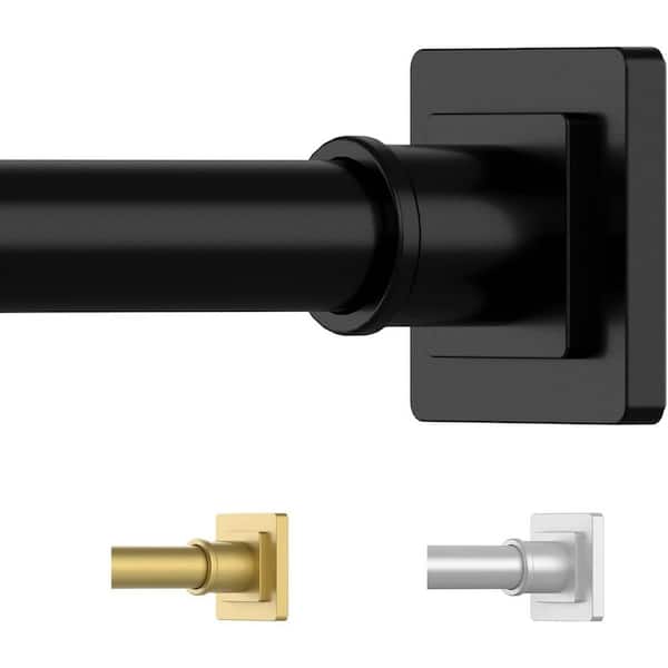 Adjustable Anti-Rust Shower Curtain Rod 16.90 in. L x 2.70 in. W Spring Tension No Drill Black for Bathroom Tension Rod