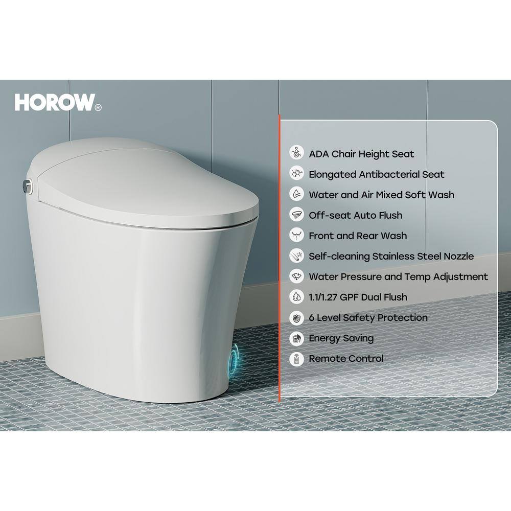 Elongated White Electric Dual Flush Smart Bidet Toilet