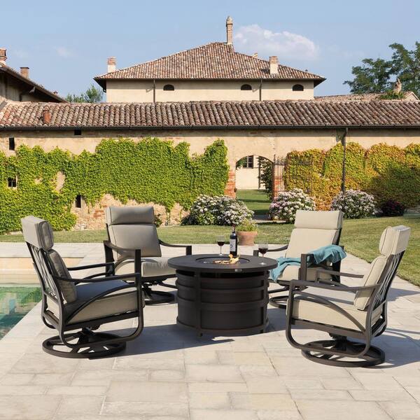 Patio Time Jarvis 5Piece Fire Pit Set with Swivel Rocking Chairs