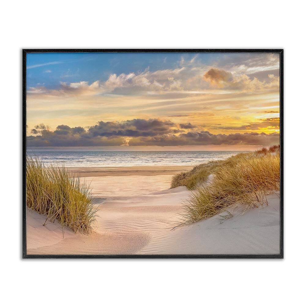 Serene Beach Between Dunes by Mike Calascibetta Black Framed Nature Giclee Art Print 11 in. x 14 in. price history on PriceWatchPro