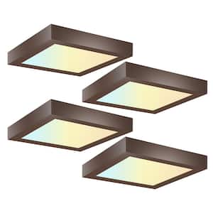 4-Pack 7 in. Square Color Bronze Selectable Integrated LED Flush Mount Downlight