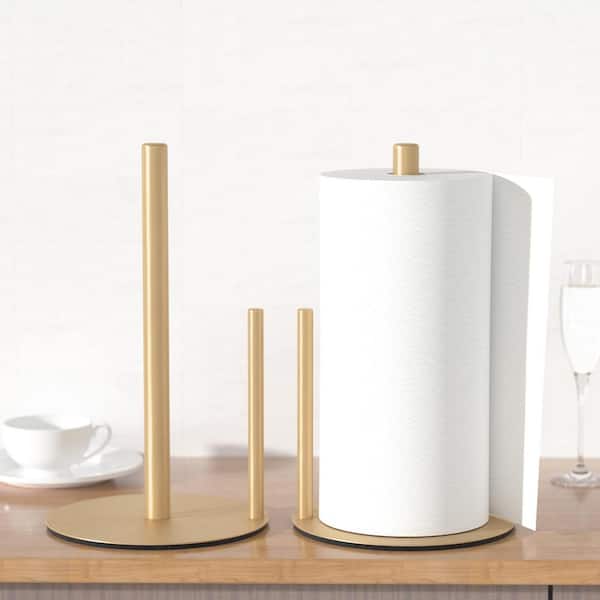 Unbranded Stainless Steel Paper Towel Holder for Kitchen Roll Organize for Countertop with Weighted Base in Gold