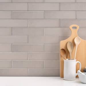 Take Home Tile Sample - Taza Grey 2.5 in. x 6 in. Glossy Textured Ceramic