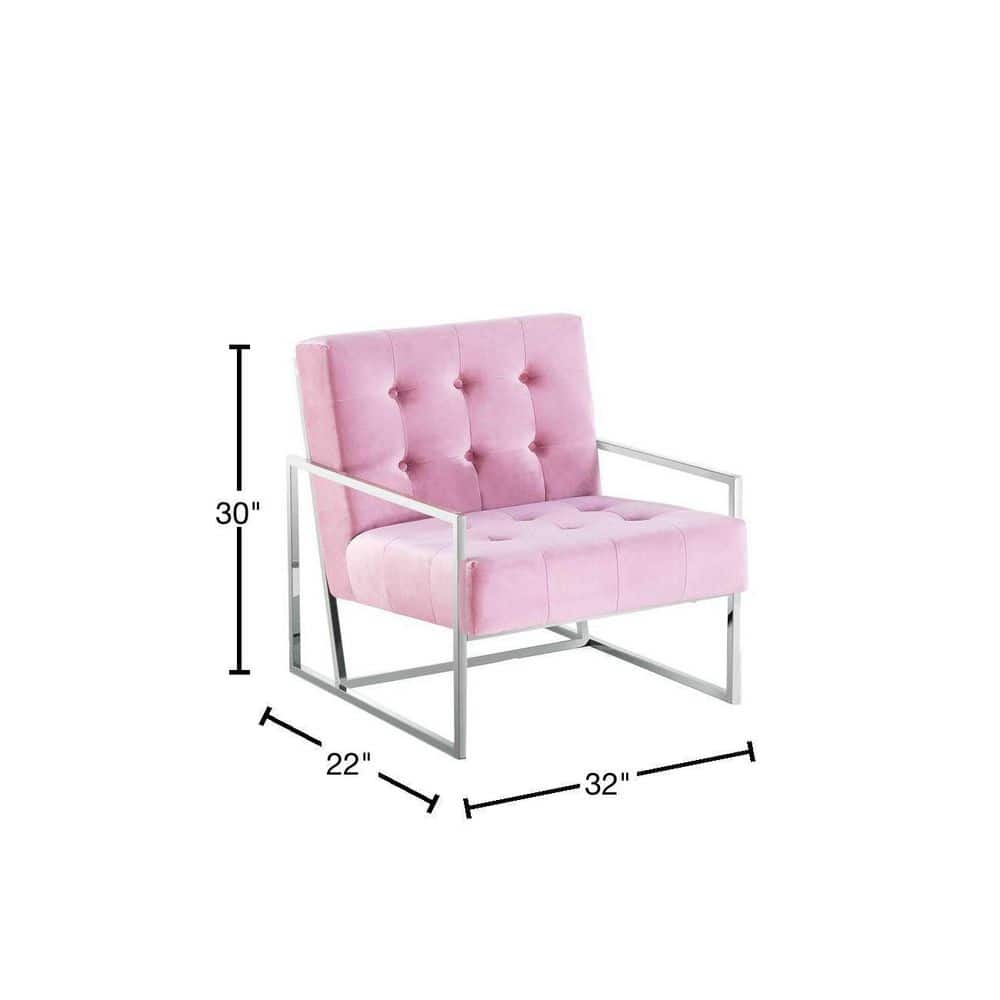 Blush Pink Velvet Accent Chair with Silver Frame
