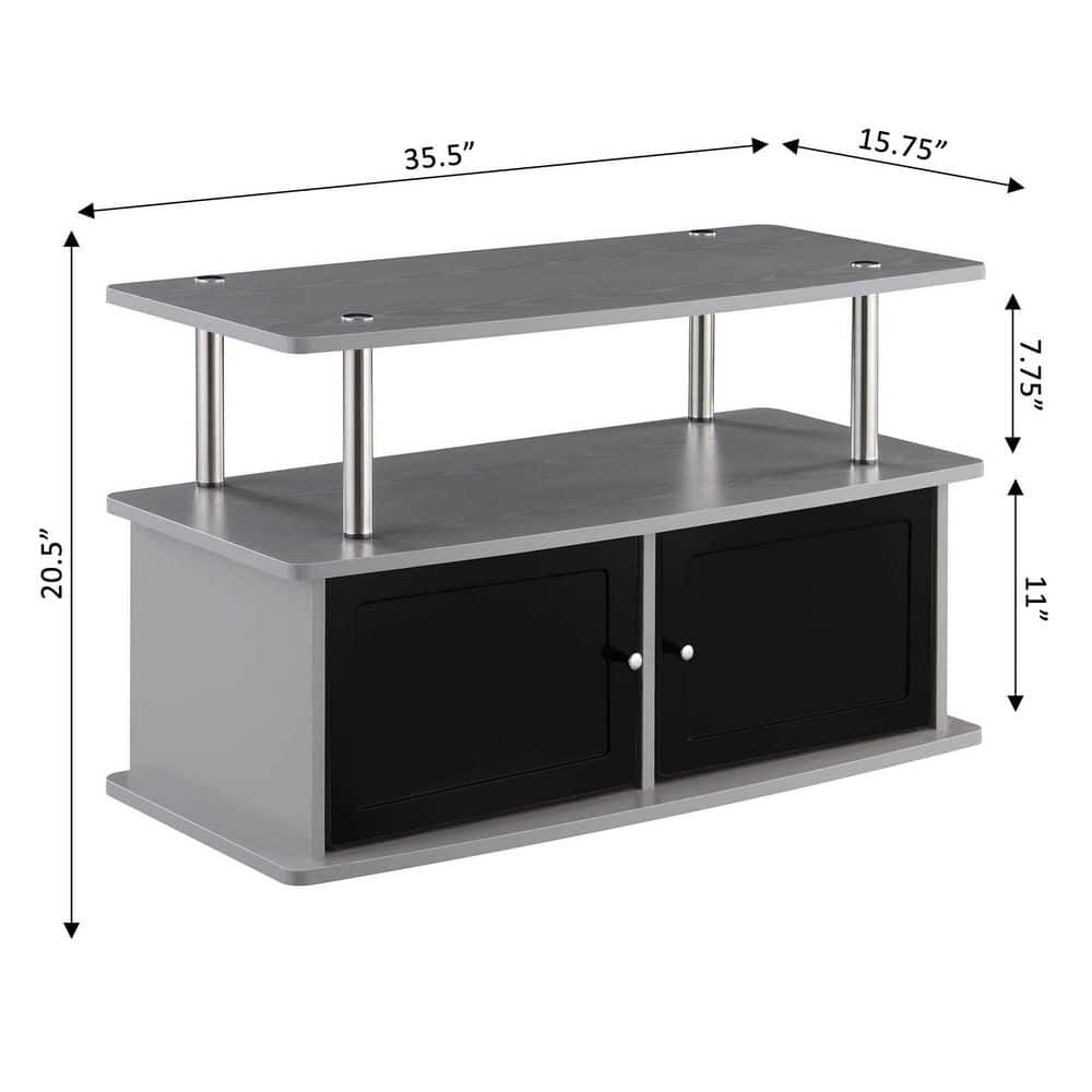 Slate Gray Woodgrain 36" TV Stand with Dual Storage Cabinets