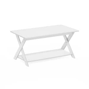 Modern Simplistic 35.43 in. White Rectangle Wood Coffee Table