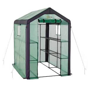 4 ft. 1 in. x 6 ft. 2 in. Large Heavy-Duty Walk-In 2-Tier 8-Shelf Portable Lawn and Garden Greenhouse