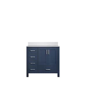 Jacques 36 in. W x 22 in. D Right Offset Navy Blue Bath Vanity and White Quartz Top