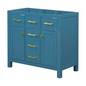 36 in. W x 18 in. D x 33 in. H Modern Freestanding Bath Vanity Cabinet without Top with 2-Doors and 4-Drawers in Blue