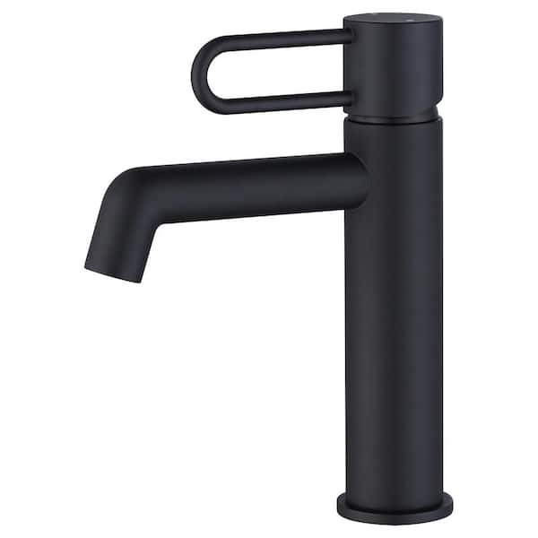 Single Handle Single Hole Bathroom Faucet in Matte Black