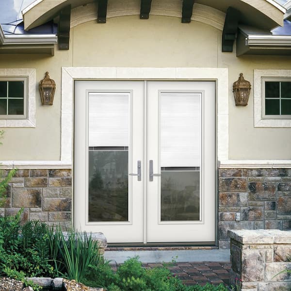 TRUfit 71.5 in. x 79.5 in. Left-Hand Inswing Internal Blinds Dual Pane Clear Primed Steel Double Prehung Patio Door