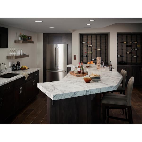 5 ft. x 12 ft. Laminate Sheet in 180fx Quartzite Bianco with Scovato Finish