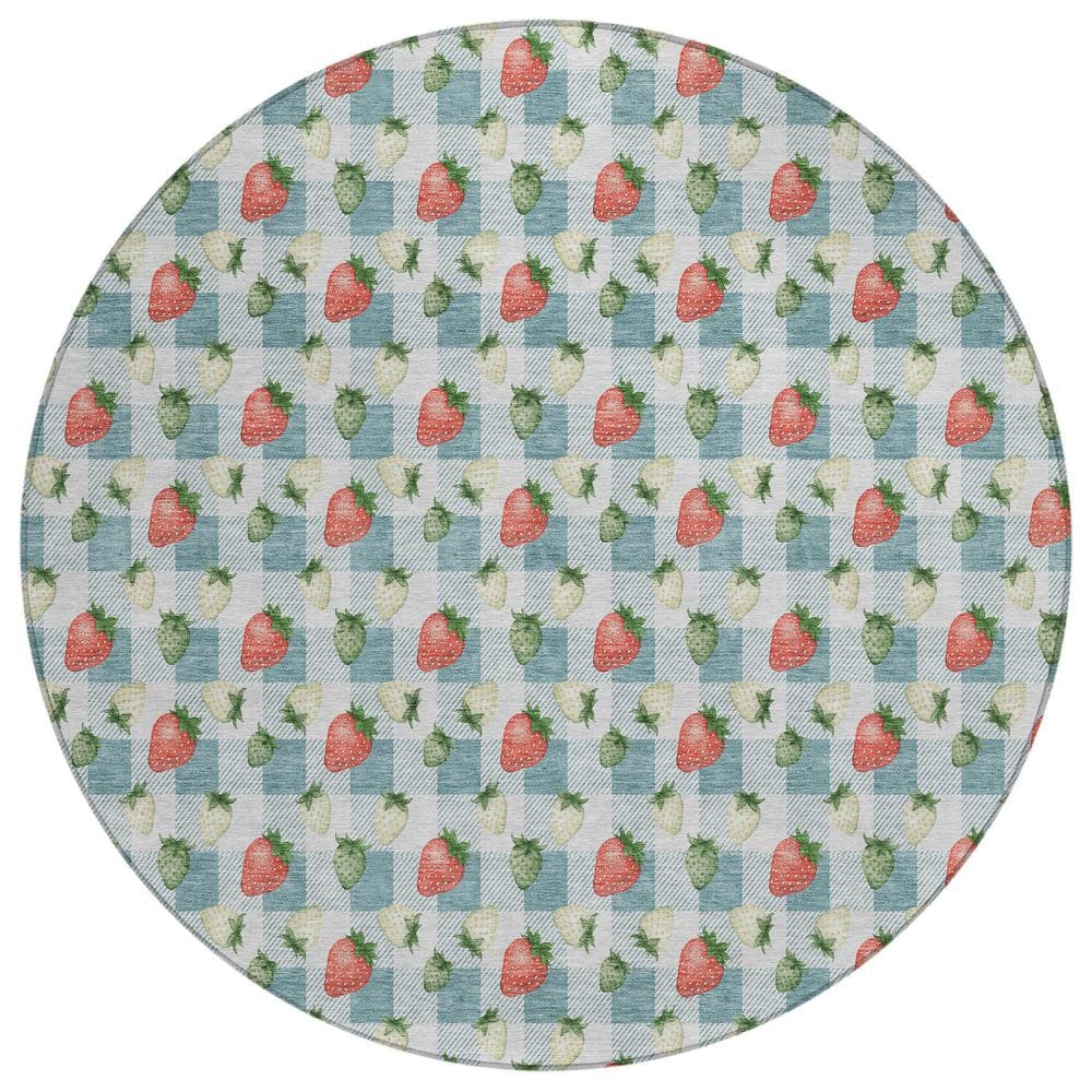 Chantille Machine Washable Indoor/Outdoor Abstract ACN2865 Teal 8 ft. x 8 ft. Round Rug price history on PriceWatchPro