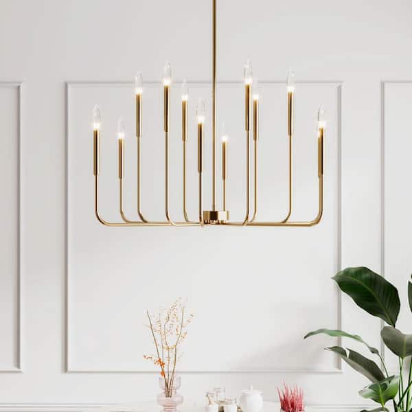 Boise 40 in. 12-Light Brass Candlestick Transitional Island Chandelier for Kitchen Bedroom Living Dining Area