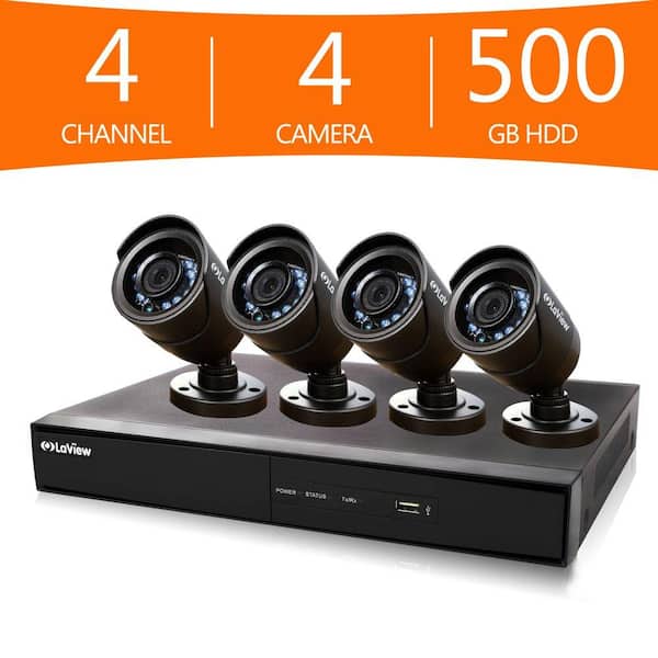 LaView 4-Channel 960H Surveillance System with 500GB Hard Drive and (4) 600 TVL Cameras