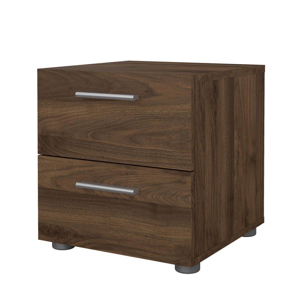 Loft-Style Chic 2-Drawer Nightstand in Walnut