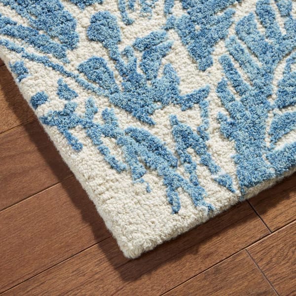 Mod Damask Chambray Blue 9 ft. x 10 ft. Area Rug