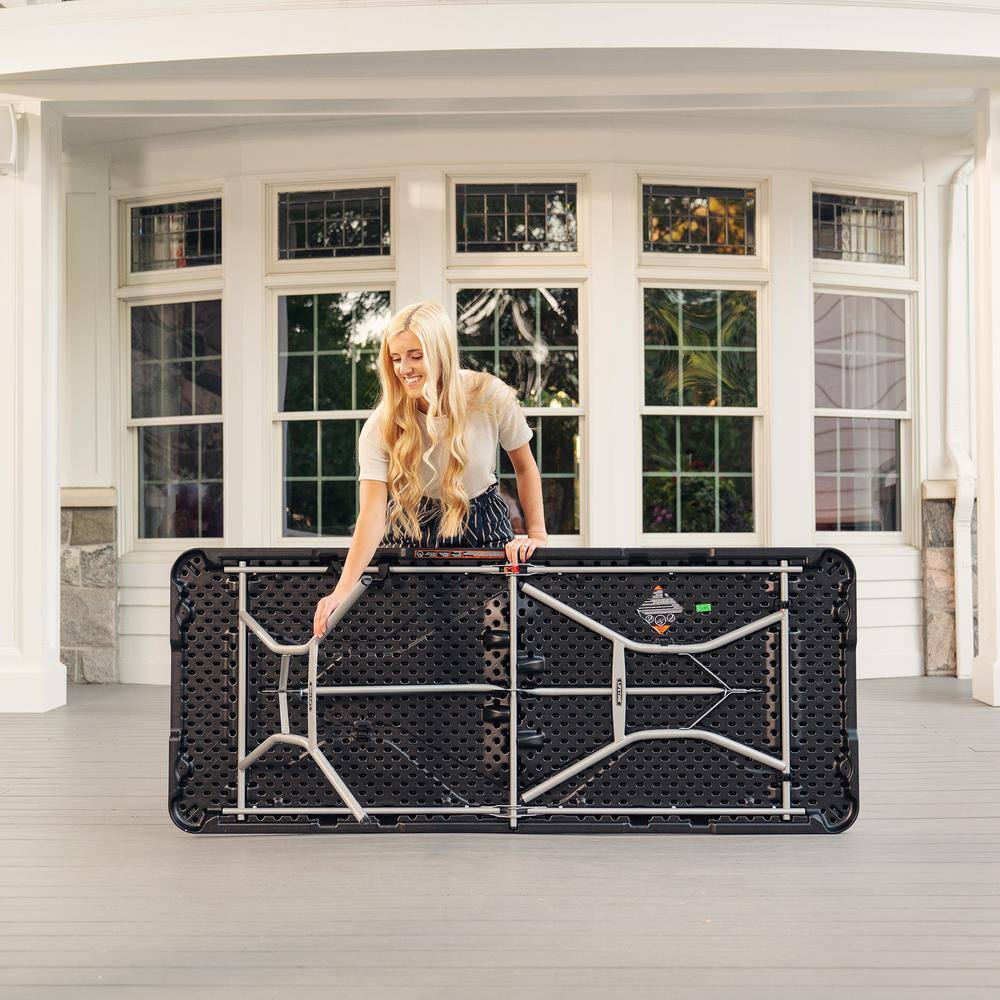 Lifetime 6-Foot Black Fold-In-Half Table with Steel Frame