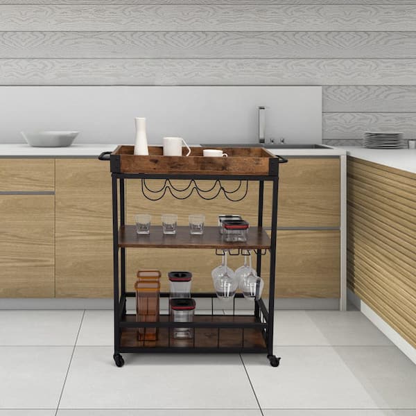 Unbranded Tebbe Brown Kitchen Cart with Wheels