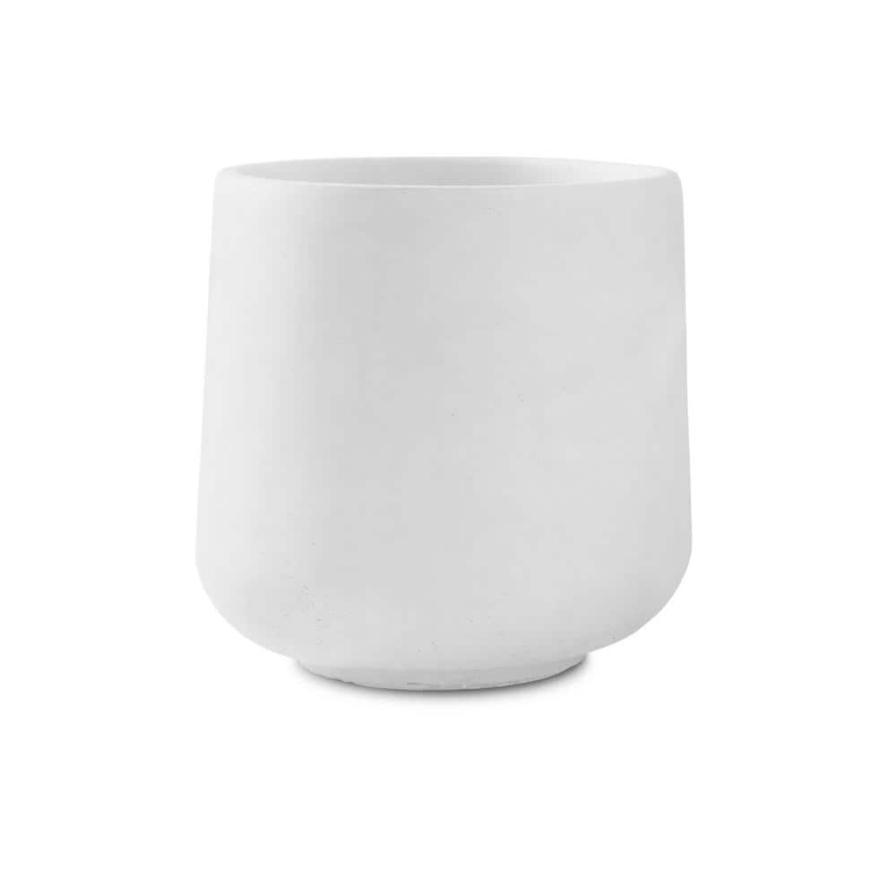 KANTE 13.4 in. H Pure White Tuliped Round Concrete Planter, Outdoor ...