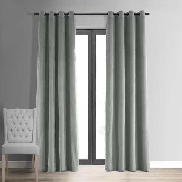 Silver GreyVelvet Grommet Blackout Curtain - 50 in. W x 96 in. L (1 Panel)