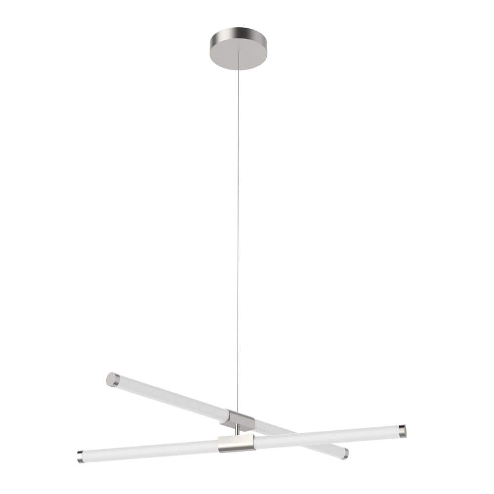 Akari Sleek Minimalist 35.5" LED Linear Chandelier in Brushed Nickel