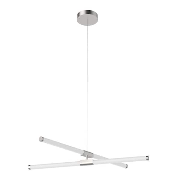 KUZCO Akari 37 in. 2-Light 48-Watt Brushed Nickel Integrated LED Chandelier