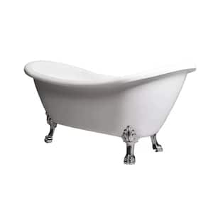Daphne 69.29 in. x 28.34 in. Freestanding Soaking Acrylic Clawfoot Bathtub with Center Drain and Chrome Feet