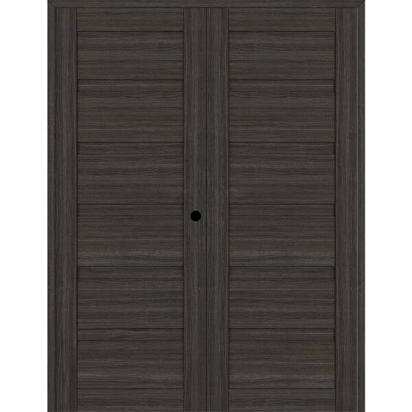 Belldinni Louver 60 in. x 95.25 in. Left Active Gray Oak Wood Composite Double Prehung Interior Door