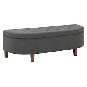 VASAGLE EKHO Collection Storage Ottoman Bench, Entryway Bedroom Bench, 25  Gallons, Synthetic Leather With Stitching, Mid-Century Modern, Safety