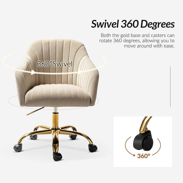 JAYDEN CREATION Jacinda Modern Tan Velvet Swivel and Adjustable